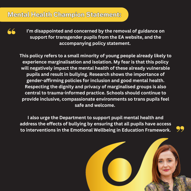 MHC statement on removal of guidance for supporting transgender pupils