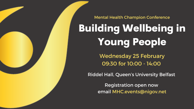Building Wellbeing in Young People Conference poster with event details