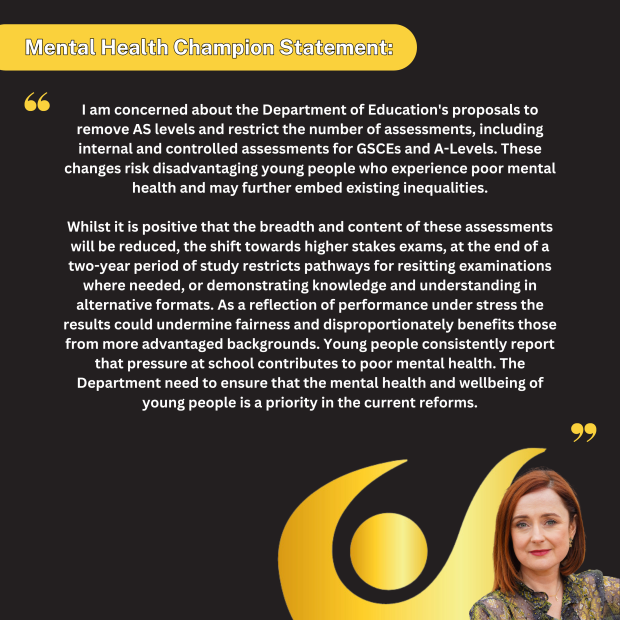 Mental Health Champion Statement on proposed changes to GCSE, AS and A Level Qualifications